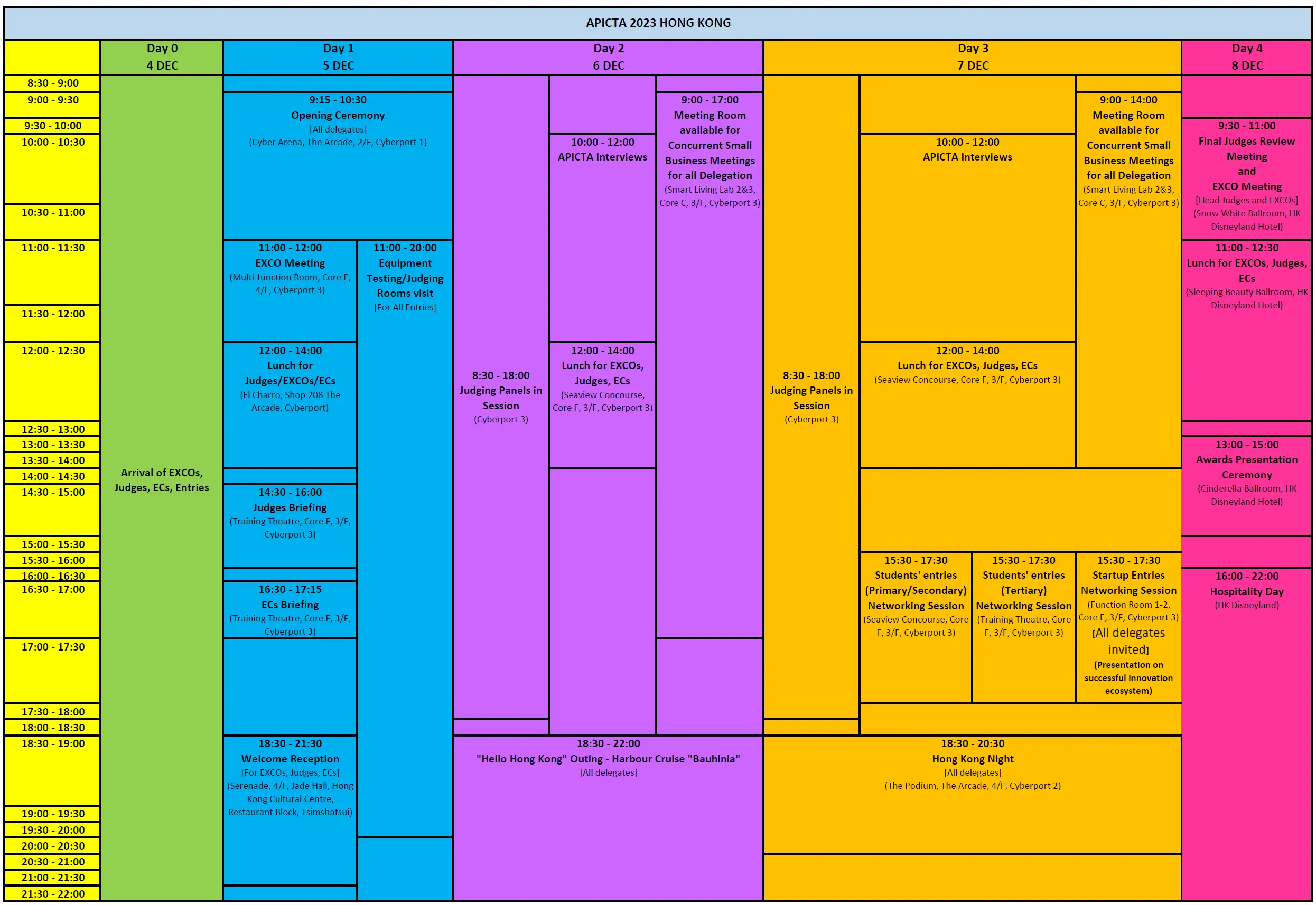 APICTA 2023 Schedule